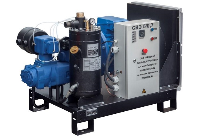 Станция компрессорная электрическая для неотапливаемого цеха нешумозаглушенная ЗИФ-СВЭ-5,2/1,0 без кожуха с пакетом Север